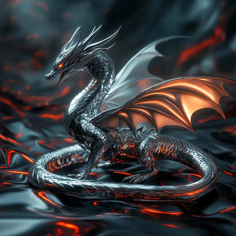 银色龙红光高细节渲染