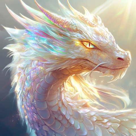 白晶龙鳞反射七彩光