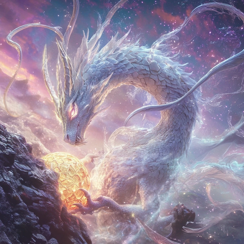 古老龙守护发光金蛋