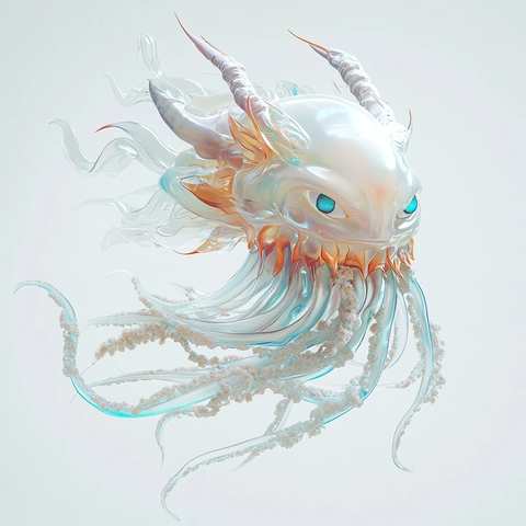 透明龙形水母悬浮角色