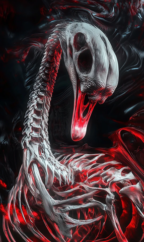 天鹅骷髅红色黑白霓虹