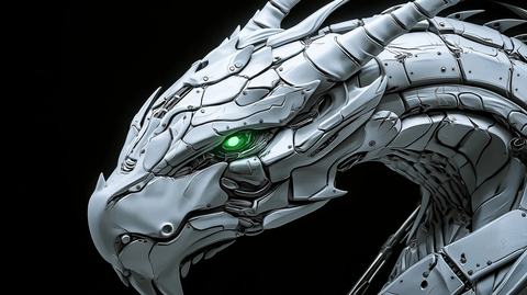 巨型白色赛博龙头部特写