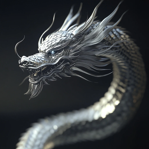 银灰龙优雅飞翔