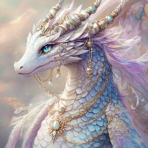 龙鳞飘逸珠宝装饰龙身