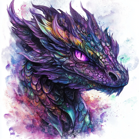 油彩龙紫色眼眸