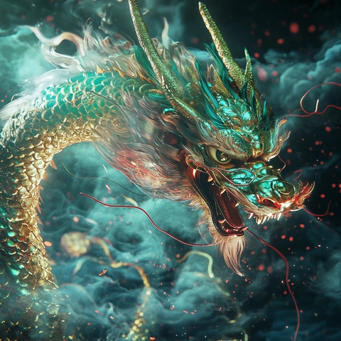 龙形立体装饰云端之上