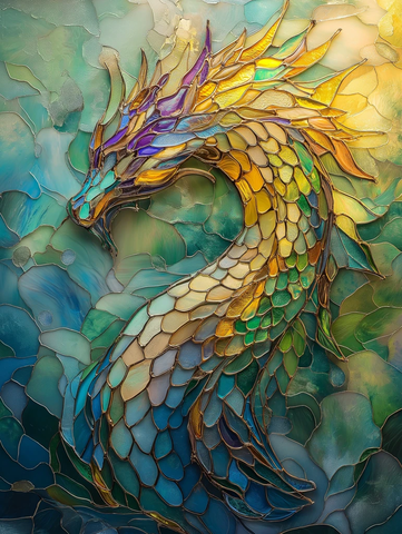 龙形彩绘玻璃艺术