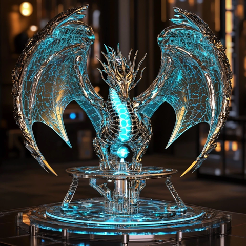 龙形雕塑钛合金机械翼