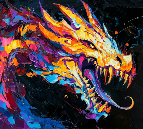 愤怒龙头高昂牙齿显露