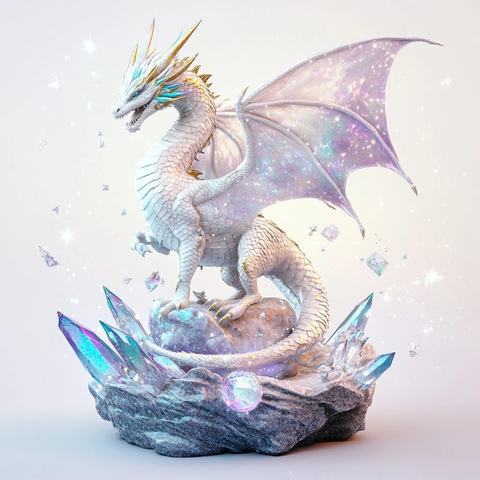 水晶龙雕塑与闪耀星翼
