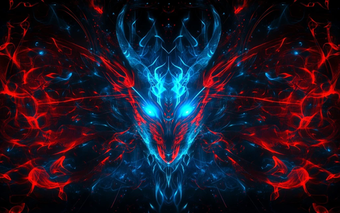 异界生物蓝色火焰对称图案