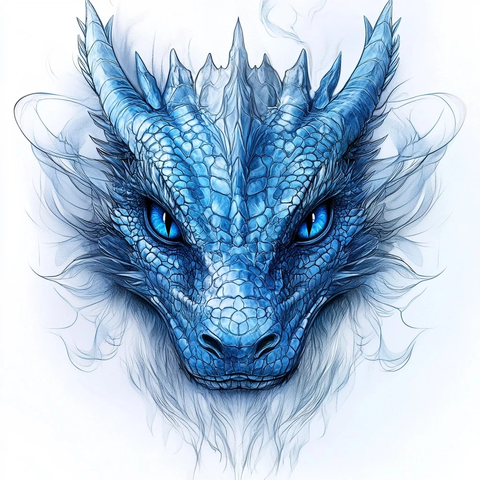 蓝色眼睛龙纹身设计