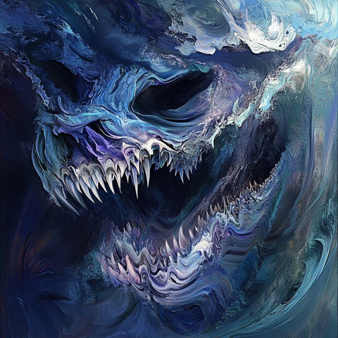 抽象怪兽流动形态冷色调