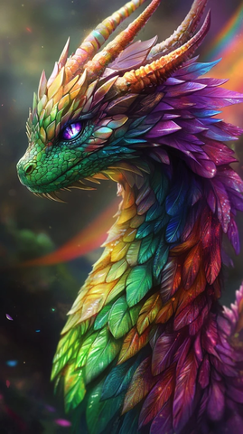 彩虹龙鳞片翅膀森林背景