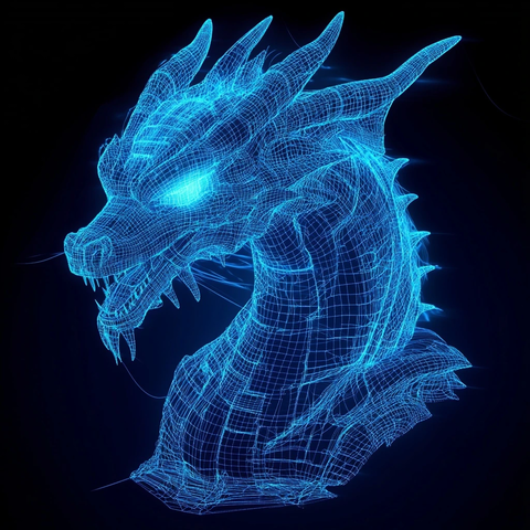 蓝色龙形全息投影