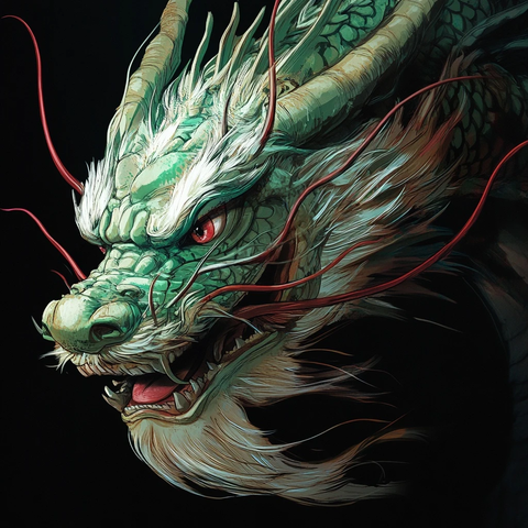 绿色龙怒视侧面全身