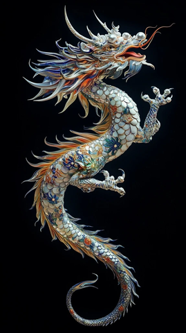 腾龙戏珠瓷纹龙身