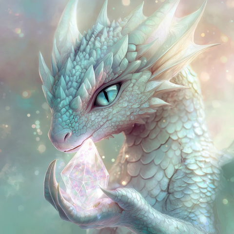 龙手持水晶散发柔和光芒