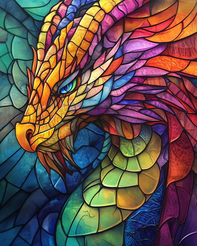 彩色龙纹玻璃艺术