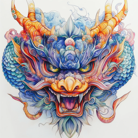 日本龙纹面具曼荼罗图案