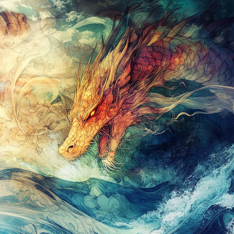 龙鳞图案海洋迷幻音乐封面