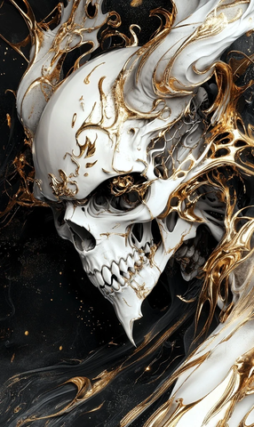 恶魔骷髅金色元素抽象背景