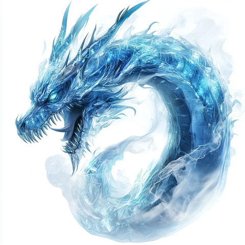 蓝色龙吐火赛博朋克