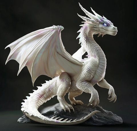 白龙彩虹鳞片银眼展翅