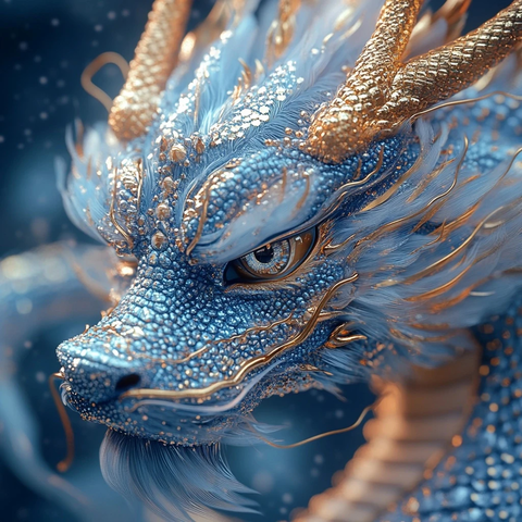 龙形图案点彩效果