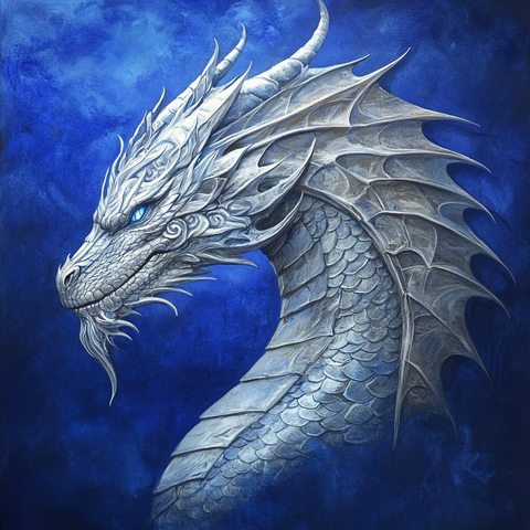 银龙头像蓝色背景旗帜符号