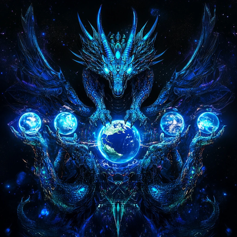 四翼蓝龙与六龙托地球