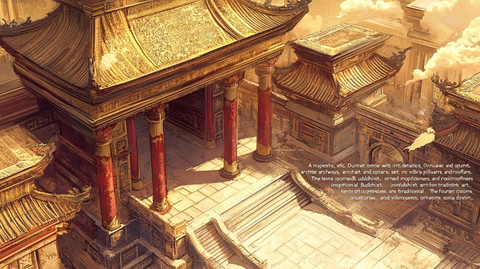 古风建筑俯瞰图尽显传统佛教艺术魅力