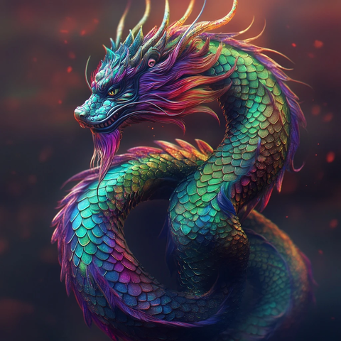 龙鳞绿转紫红全身像