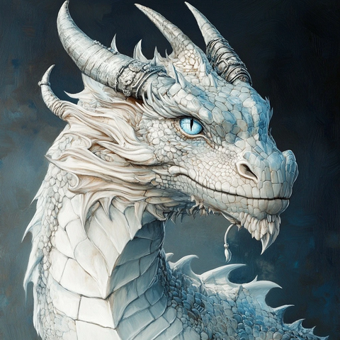 白蓝龙银角画作