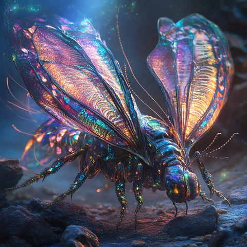 外星巨型昆虫翅膀闪耀