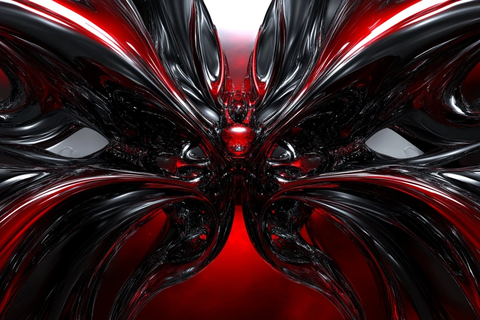 黑色尖锐结构红色液体流动