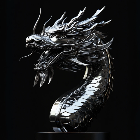 龙首金属雕塑简约现代风格