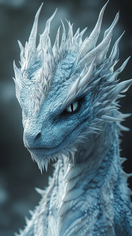 蓝龙头部特写白色尖刺