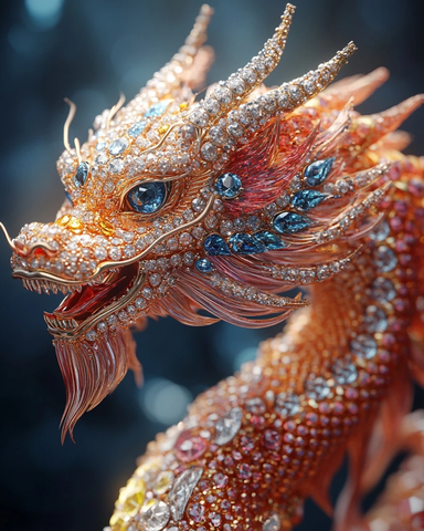 镶钻宝石中国龙艺术品
