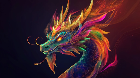 彩虹龙金冠火焰背景