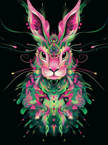 粉绿兔子刺绣前视图