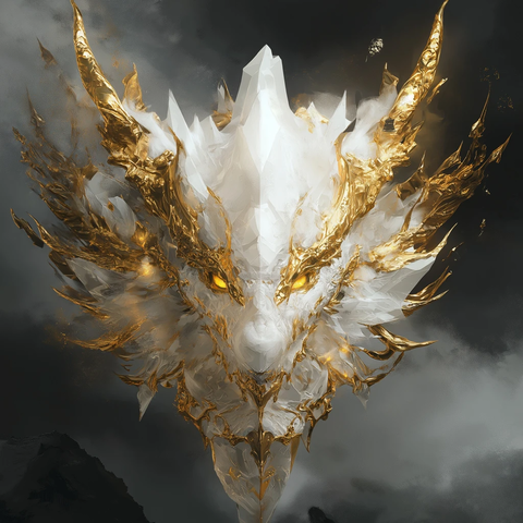 龙形晶体构造与金色细节