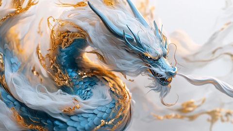 蓝金丝龙图案插画