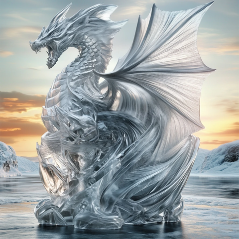 水晶龙像冻结黎明中