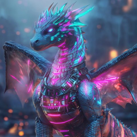 龙纹翅膀荧光金属颈环