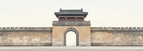 古风城墙拱门建筑全景