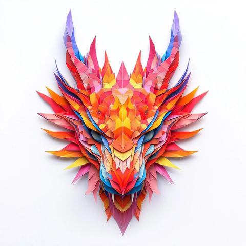 折纸龙龙头平面设计