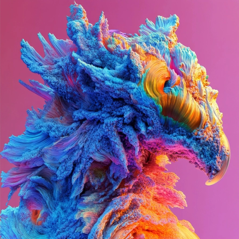 石棉纤维超现实彩色渲染