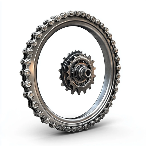 钢制自行车链轮滚动视图