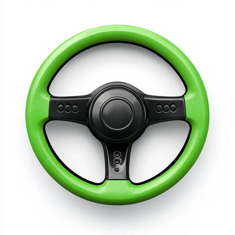 绿色方向盘白色背景